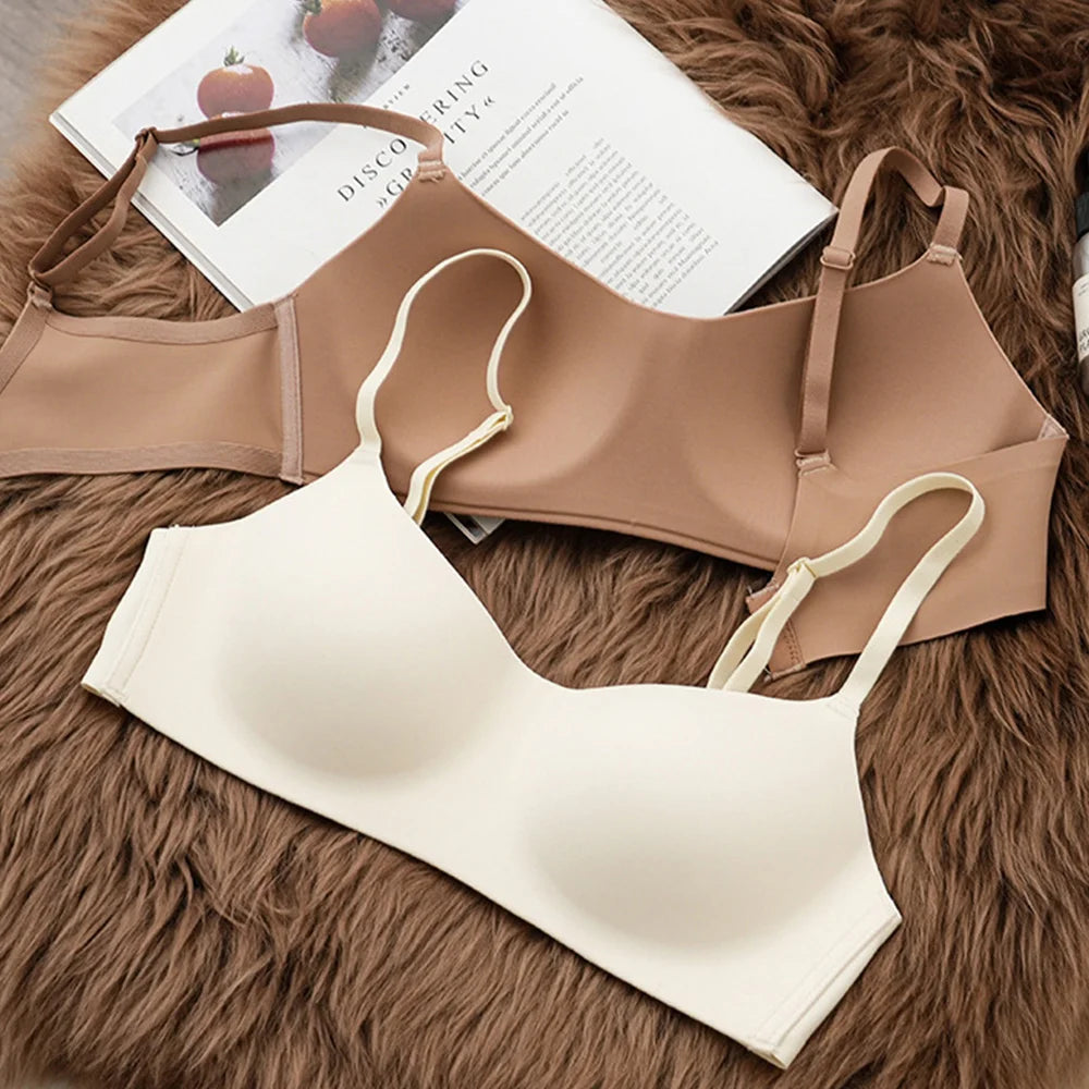 Seamless Underwear Thin Soft Comfort Women Push-Up Bra Sexy Beauty colour Back Non-Wire Solid Colour Female Lingerie