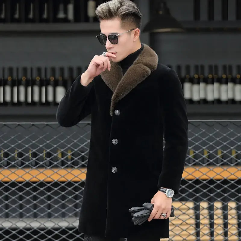 Winter New Mink Fleece Coat Imitation Fur Coat Men's Medium winter coat