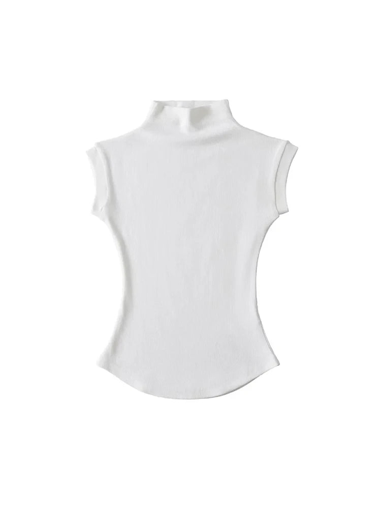 Women's Sleeveless Turtleneck Slim Fit Knit Top Summer 2024 by TODOBLACK