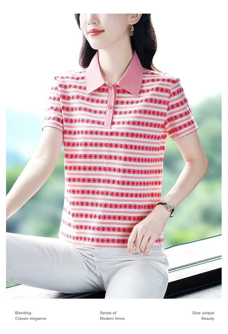 Moeroshe Casual Contrast Color Cotton Polo Shirt – Summer 2024 Collection