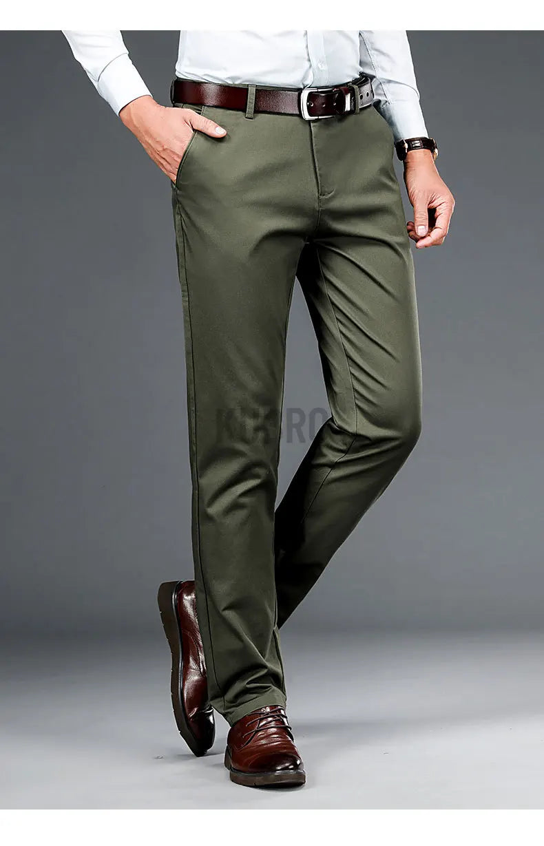 KUBRO High Quality Men's Clothing Autumn Winter Office Business Casual Trousers American Elegant Loose Straight Cargo Pants