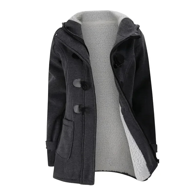 Fashion Autumn Winter Hoodies Women Thick Coat Women Casual Hooded Zipper Button