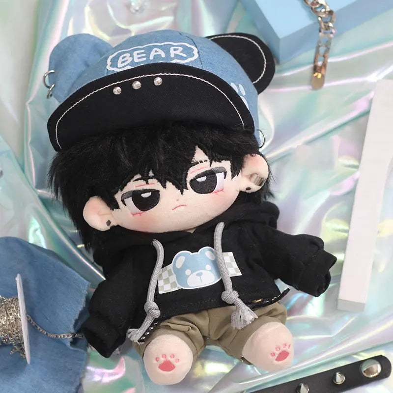 20cm Trendy Boy Pure Cotton Plush Doll Street Dance Youth Cosplay Hoodie Denim Jacket