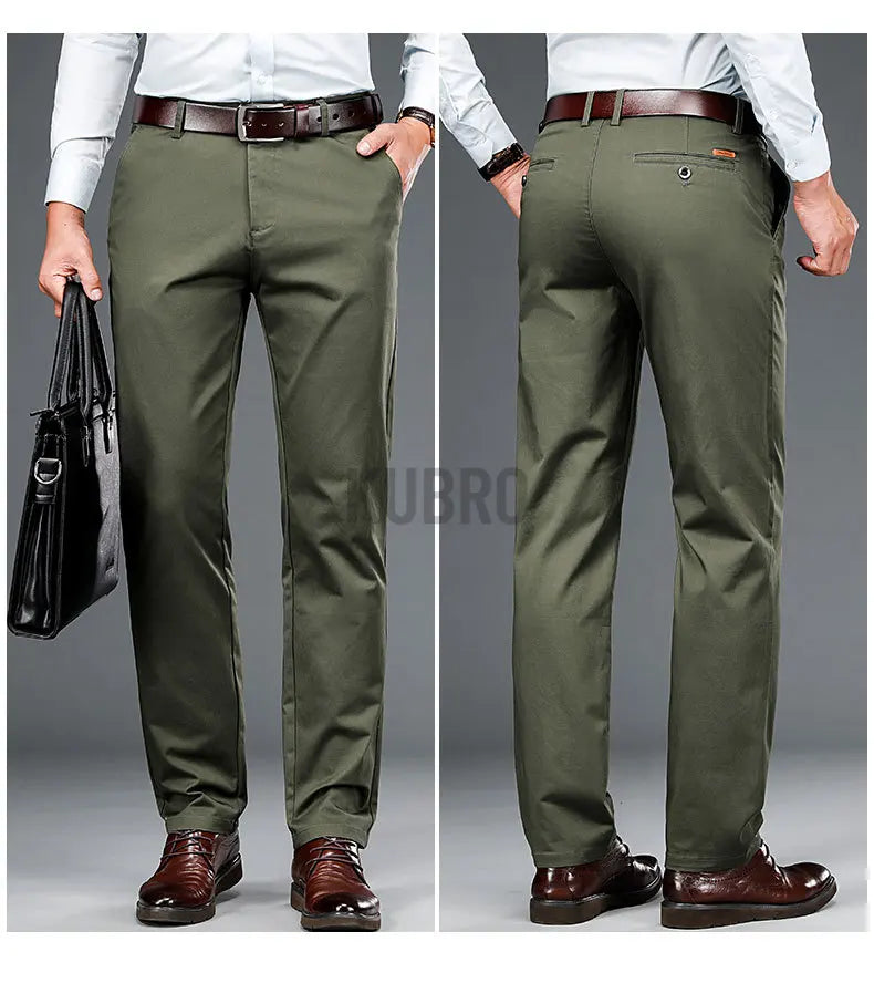 KUBRO High Quality Men's Clothing Autumn Winter Office Business Casual Trousers American Elegant Loose Straight Cargo Pants