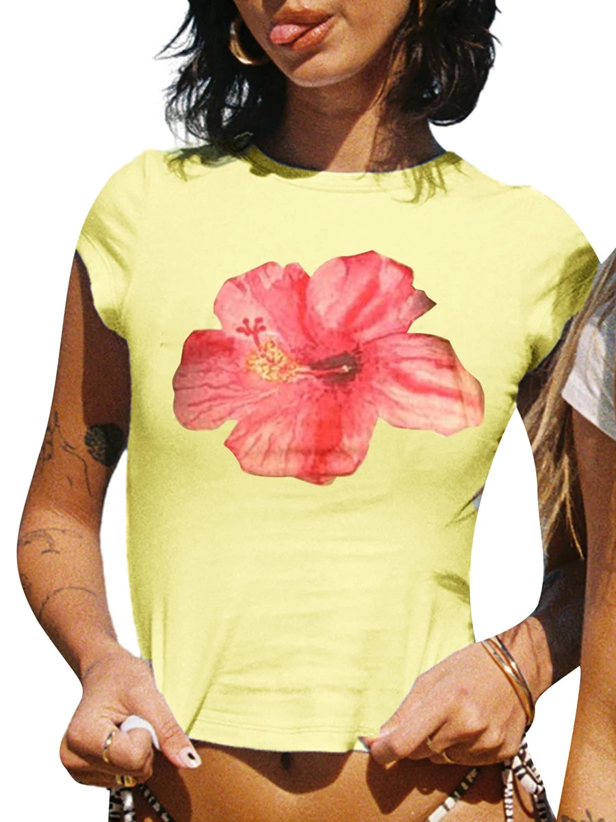 HIRIGIN Junior Women's Casual Floral Summer T-Shirt (Summer 2024 Release)