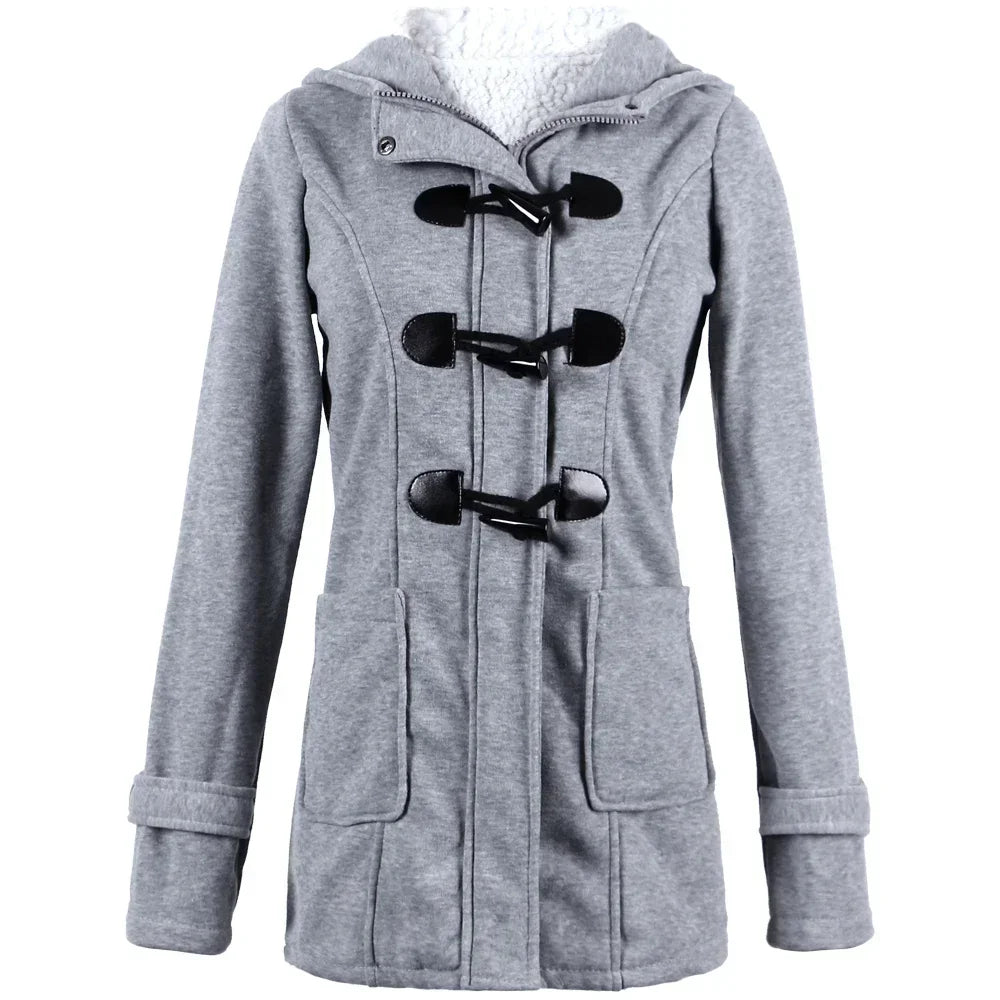 Fashion Autumn Winter Hoodies Women Thick Coat Women Casual Hooded Zipper Button