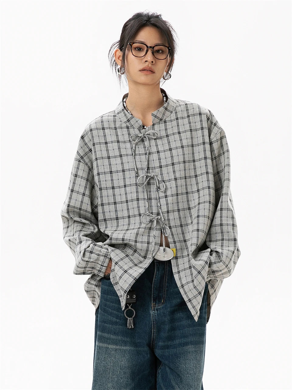 STIWAUP Women's Plaid Long Sleeve Blouse – Casual Turn-down Collar Top for Spring & Autumn