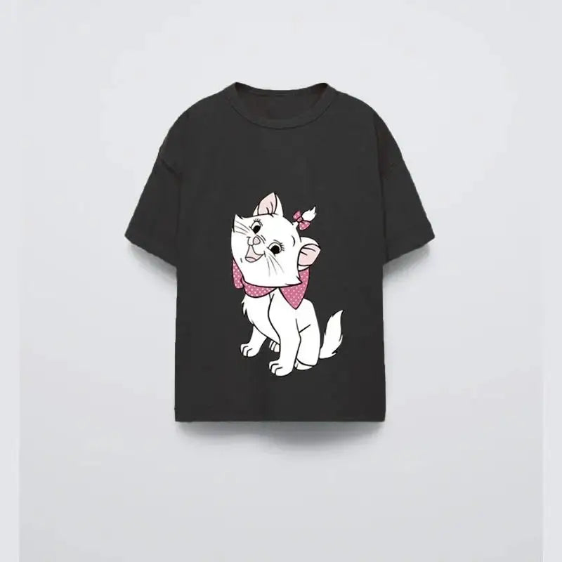 Disney Girls' Cartoon Knit Tee – Casual Summer Top for Ages 7–13