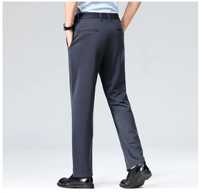 Men's Stretchy Casual Business Pants Spring Summer Breathable Full Length Home Work Trousers