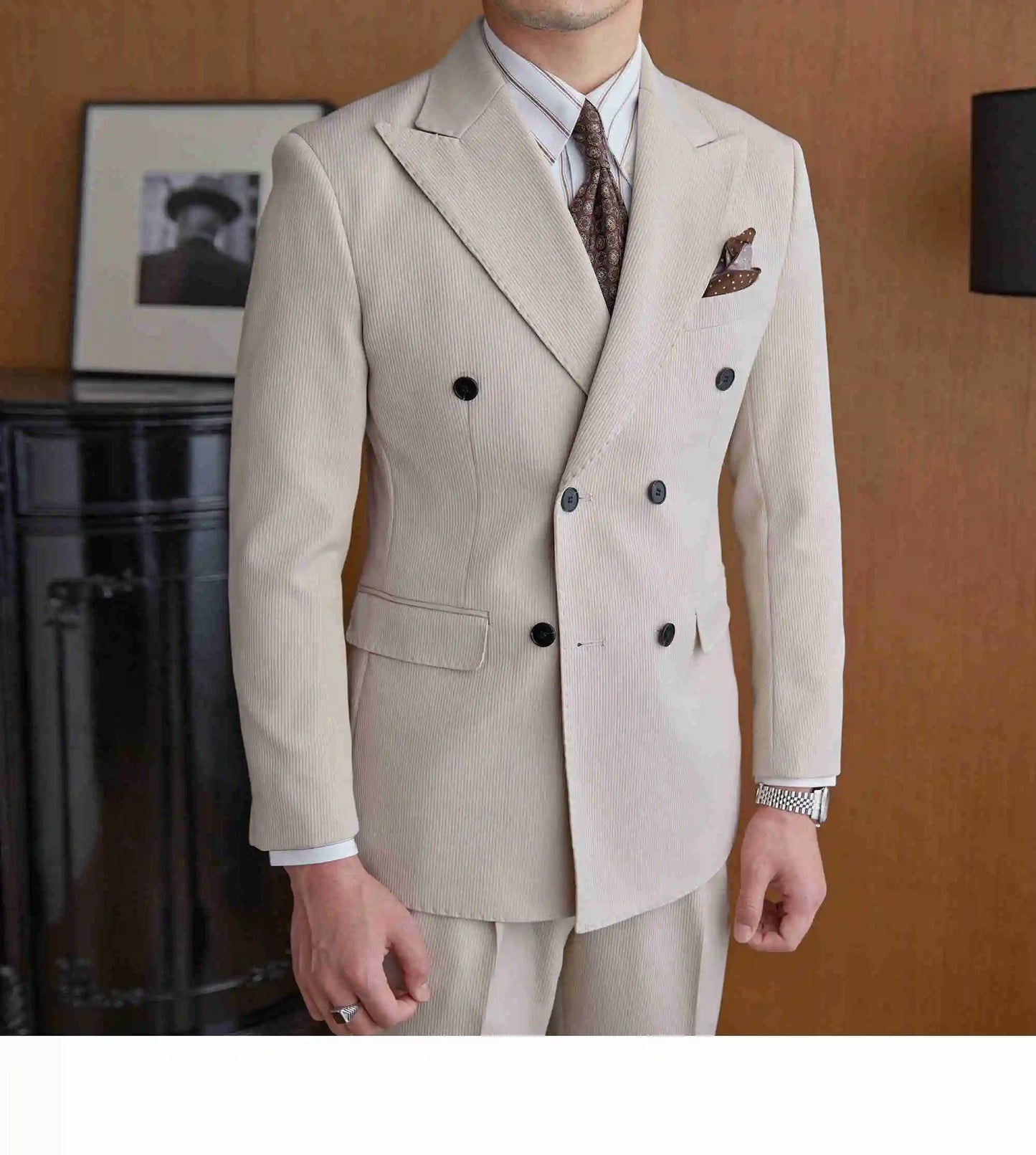 High Quality Double Breasted Suit 2 Pieces designed for Wedding, as well as for Business Formal Casual  Office.