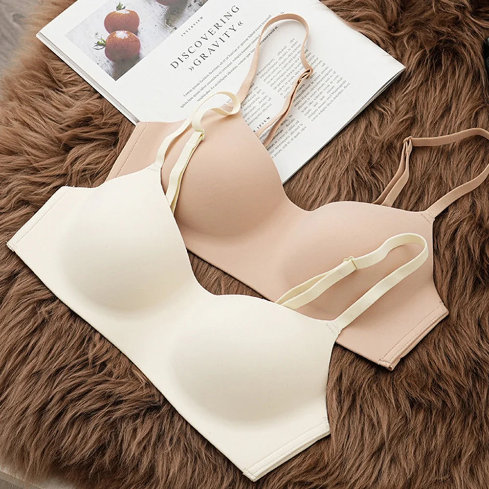 Seamless Underwear Thin Soft Comfort Women Push-Up Bra Sexy Beauty colour Back Non-Wire Solid Colour Female Lingerie