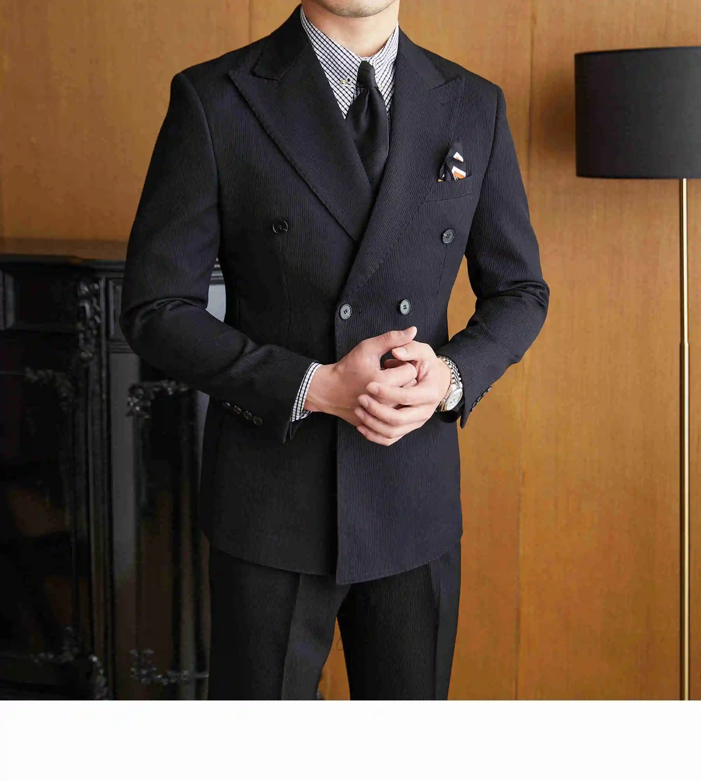 High Quality Double Breasted Suit 2 Pieces designed for Wedding, as well as for Business Formal Casual  Office.