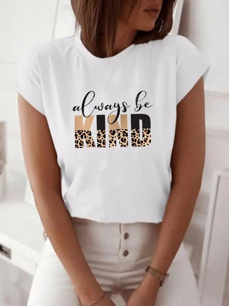NoEnName_Null Women’s Cartoon Print Casual T-Shirt – Short Sleeve O-Neck Summer Top