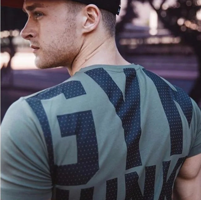 Men T Shirt Summer Fitness Bodybuilding exercising cloth