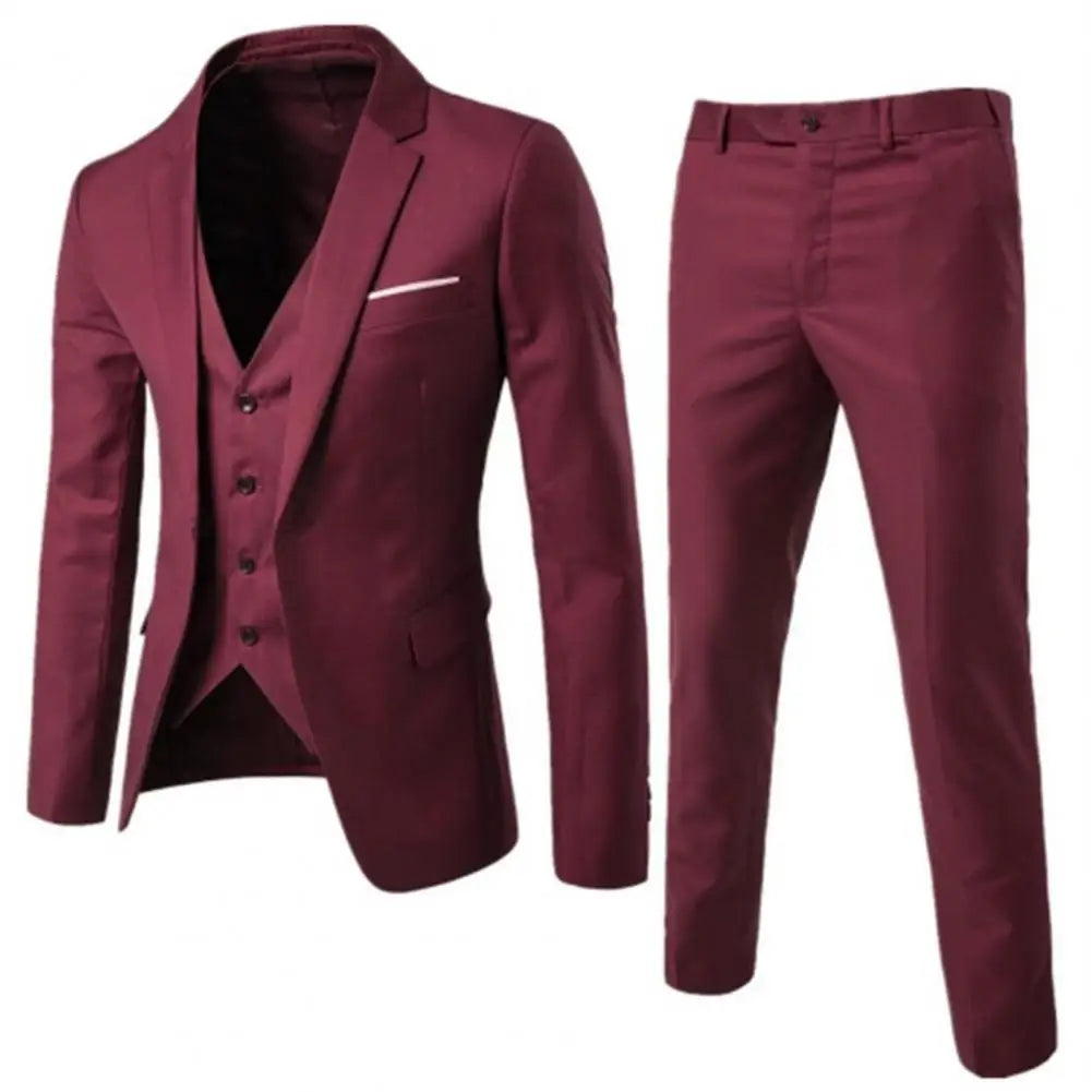 NoEnName_Null Men's Formal Suit - Cotton and Polyester Blend, Single Breasted, Regular Fit