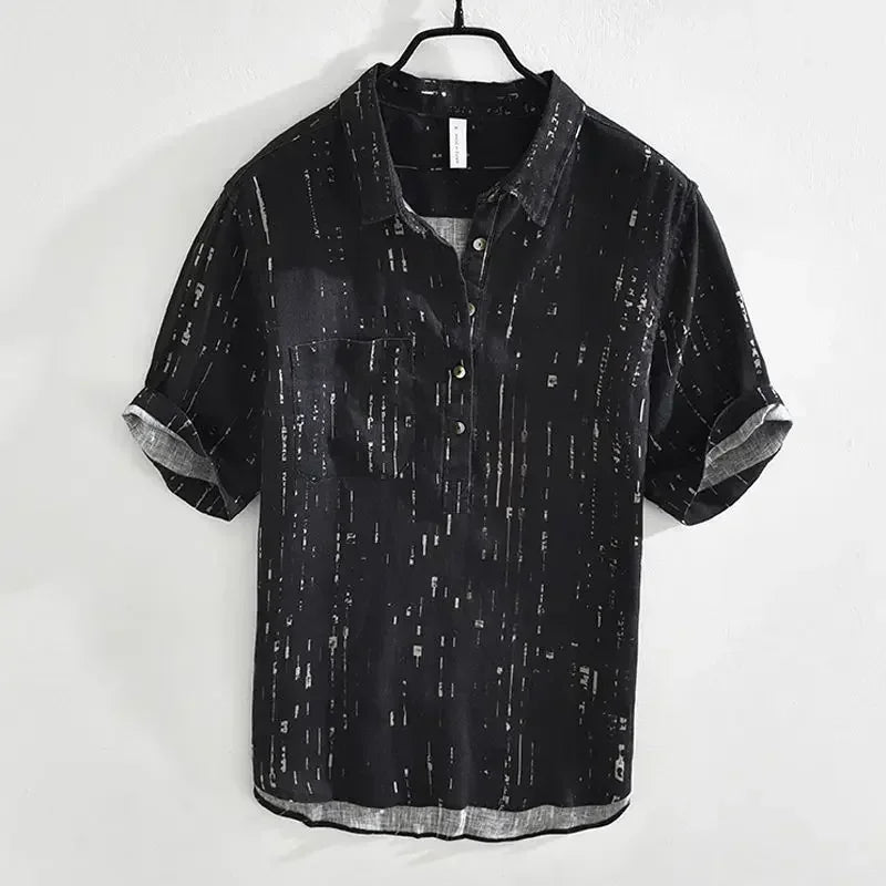 Summer Men Clothing 2025 New Fashion Casual Versatile Shirt Short-sleeved Top Loose Printed Thin
