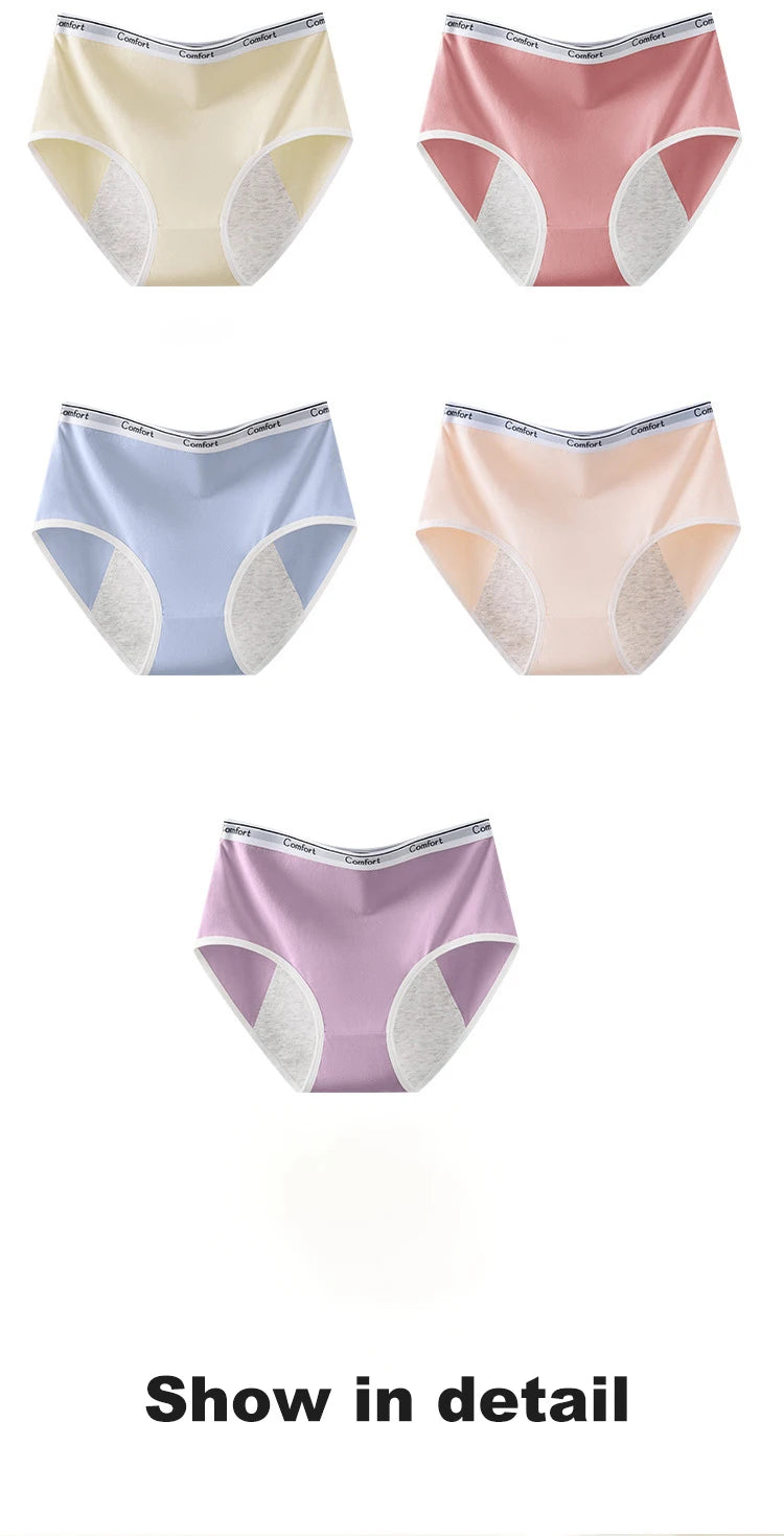 2pcs Girl Menstrual Panties Physiological Briefs Ladies Period Leak Proof Panty High Waist Cotton Underwear