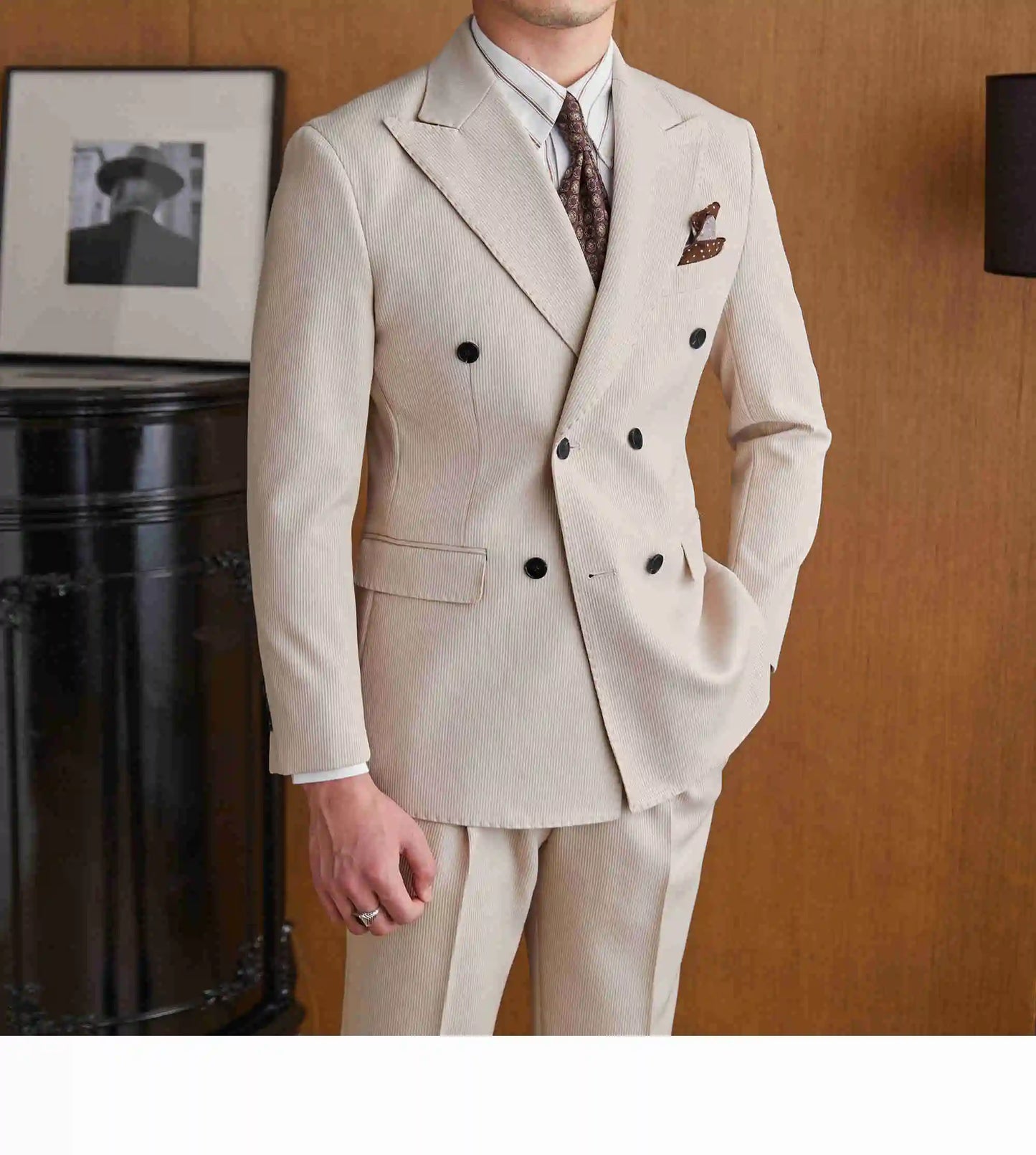 High Quality Double Breasted Suit 2 Pieces designed for Wedding, as well as for Business Formal Casual  Office.