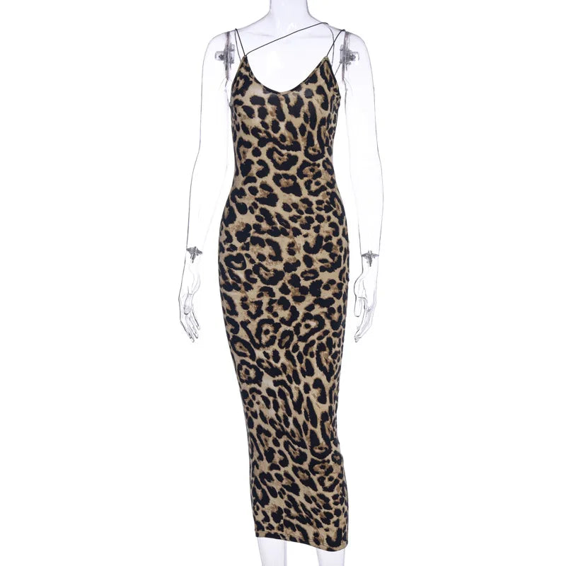 Trendy Leopard Print Sleeveless Maxi Dress for Women