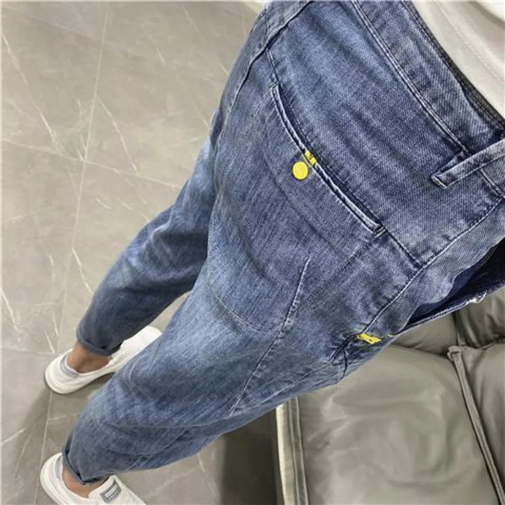 Fashionable Summer Autumn Luxury Cotton Trousers for Men Slim Solid Jeans with Stretch Classic Casual and Formal Wear Grey Jeans