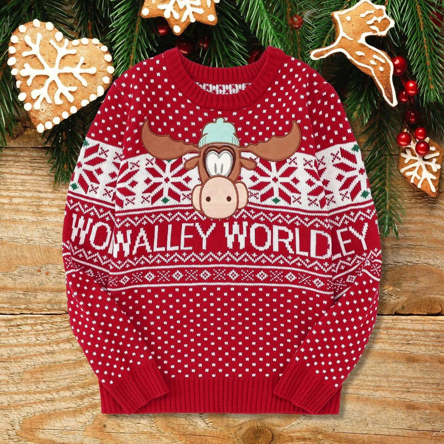 Women's Autumn and Winter New Christmas Casual Round Neck Embroidered Jumper.