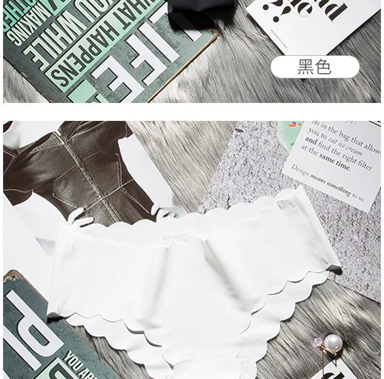 SP&CITY Soft Wavy Side Seamless Panties For Women Satin Menstrual Underwear Sexy Solid Breathable Thongs Briefs Female Lingerie