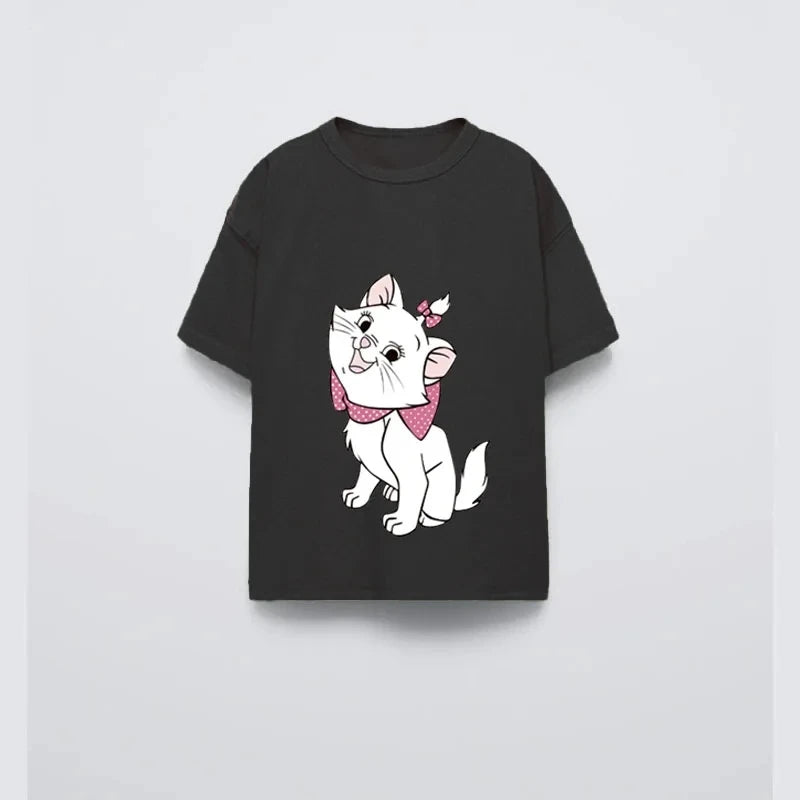 Disney Girls' Cartoon Knit Tee – Casual Summer Top for Ages 7–13