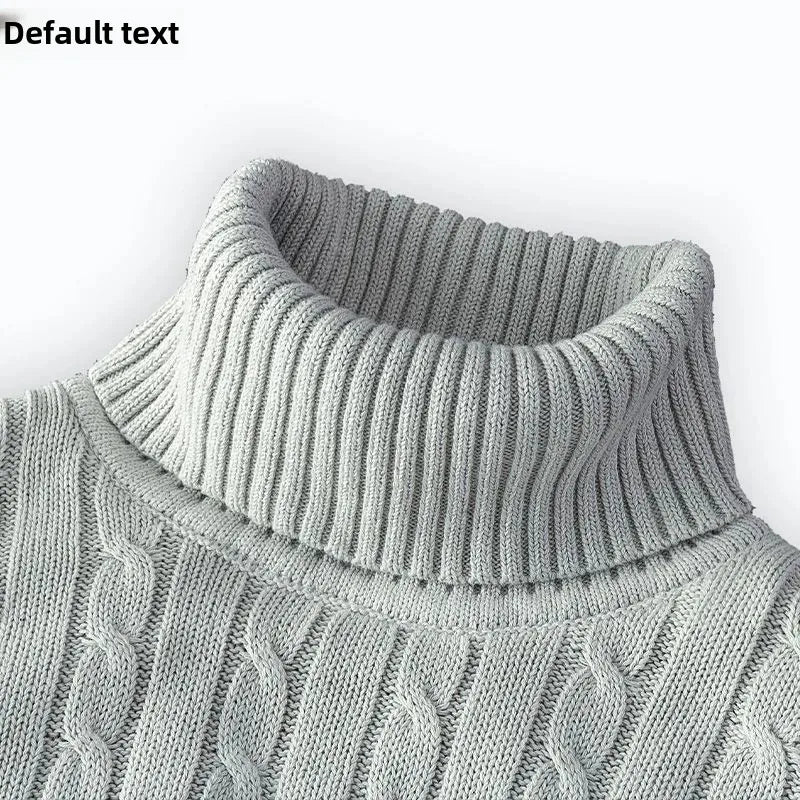 Men's Fleece-Lined Thickened Warm Soft Polo/Turtle Neck Sweater New Knitted Top Winter Jumper