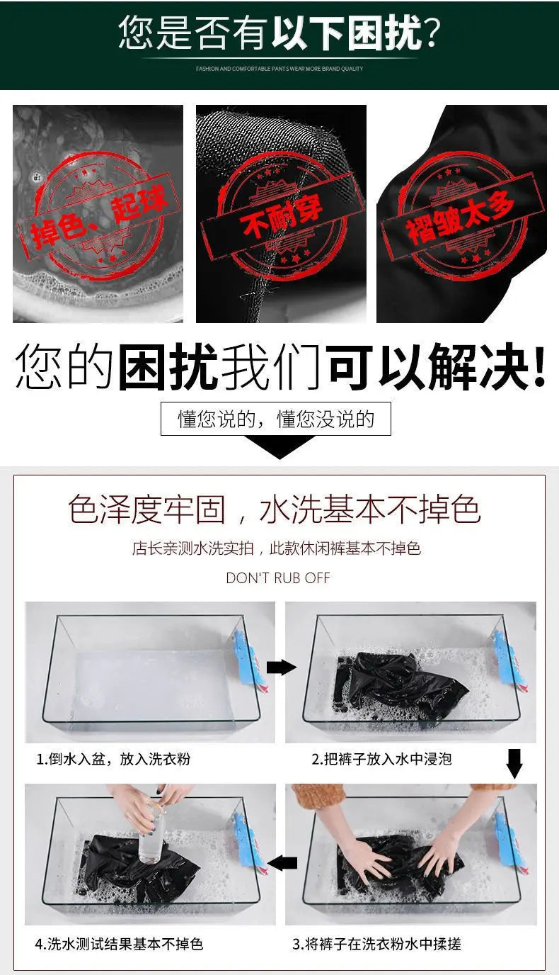 Spring Autumn New Business Office Streetwear Fashion Men's Solid Pocket Loose Casual Straight Full Trousers 29-40