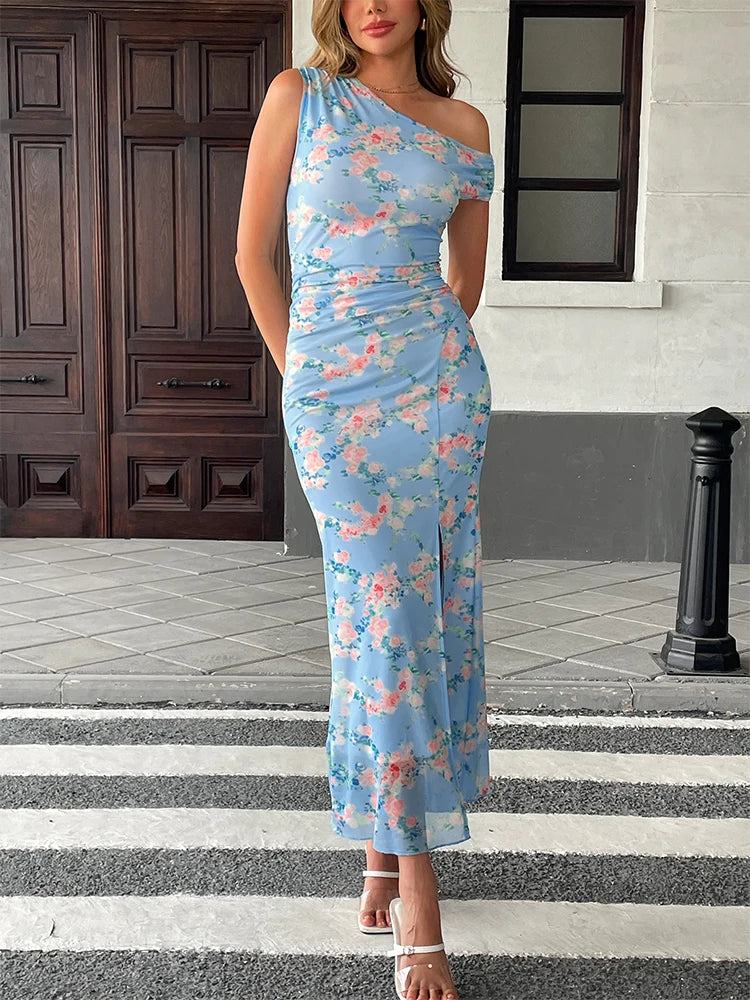 COOL BABES Women's Sexy Club Print Dress Backless Ankle-Length Sleeveless Pullover