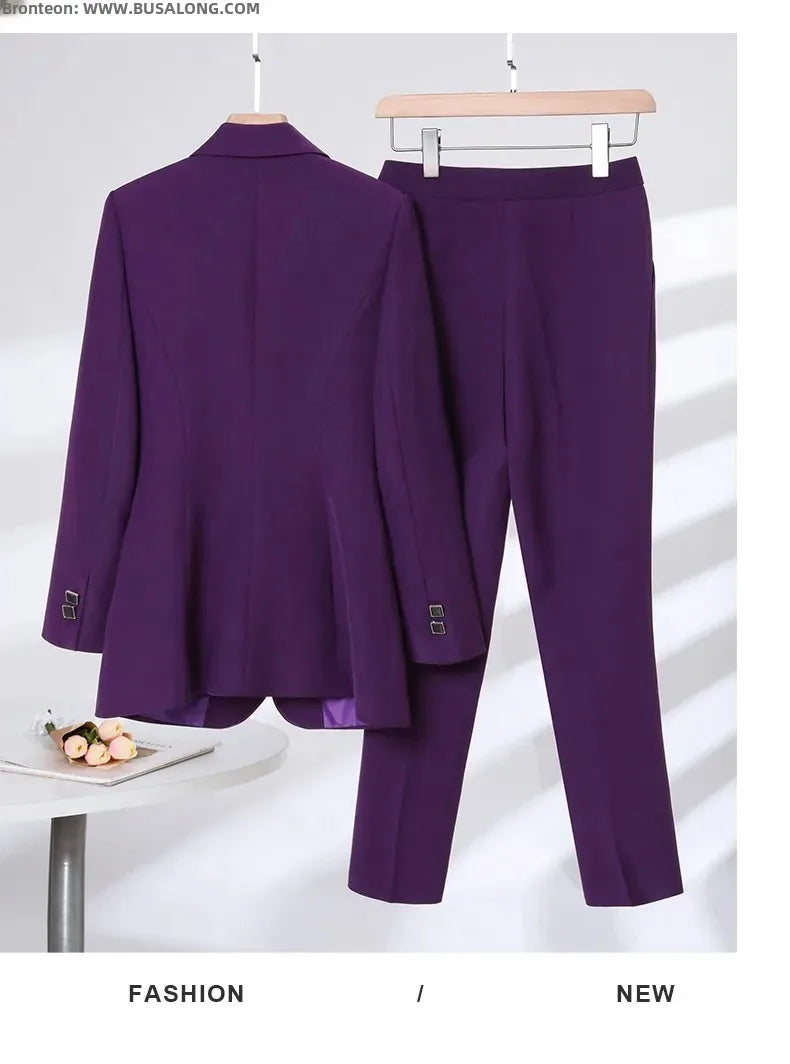 Busalong Autumn/Winter Women's Long Sleeve Professional Western-style Elegant Trousers for Interview Sales Workwear