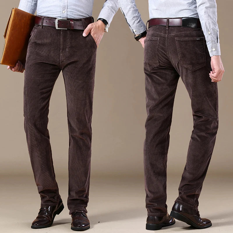 6 Color Men's Thick Corduroy Casual Pants 2023 Winter men trousers