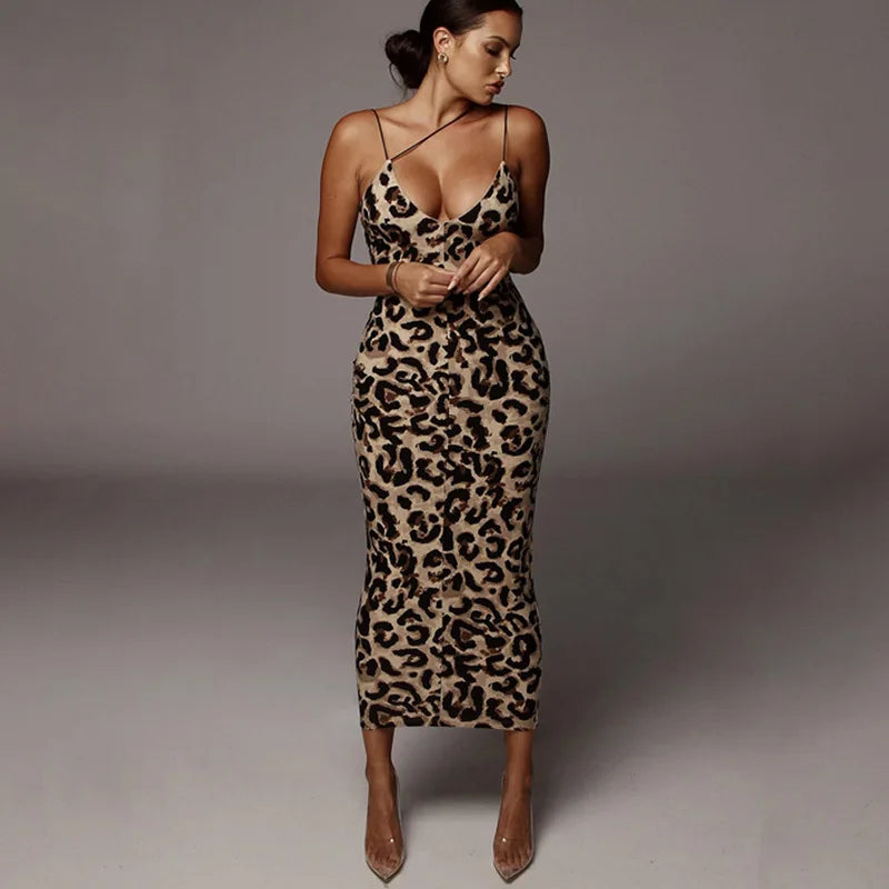 Trendy Leopard Print Sleeveless Maxi Dress for Women