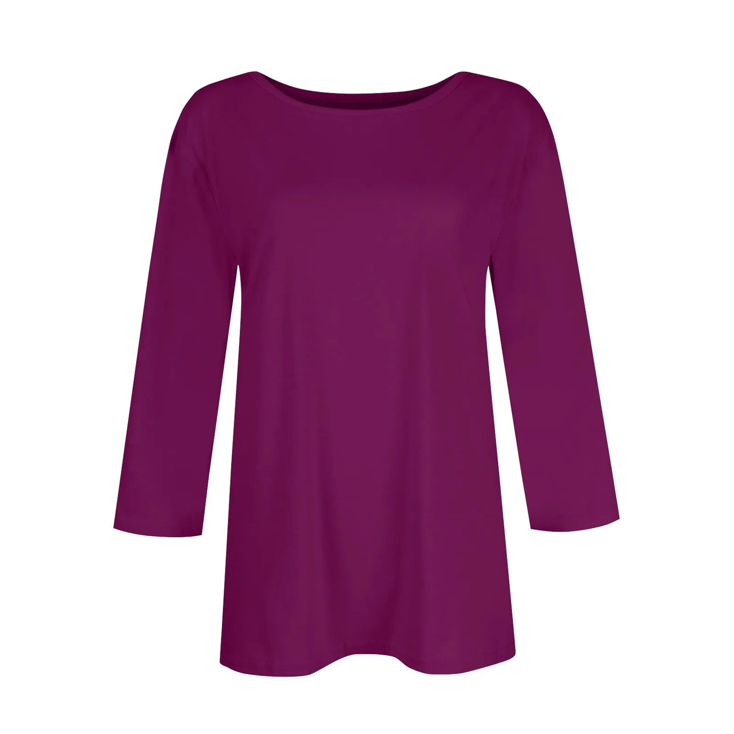 Women's Summer T-Shirts 2024 Fashion Casual Everyday Versatile O-Neck 3/4 Length Sleeve Tops Solid Color T-Shirt Tops Plus Size