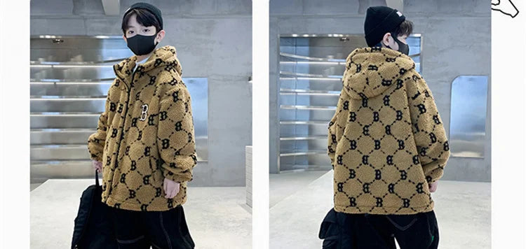 Teenage Warm Wool Jacket Zip Up Hoodie Blends Outerwear