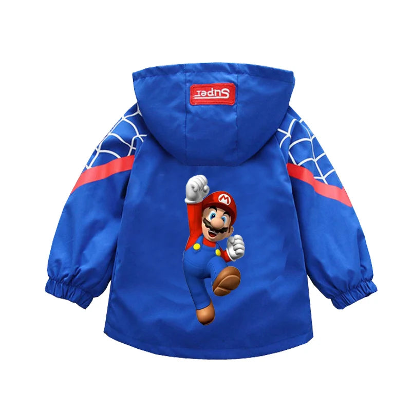 Spring Boys and Girls Cartoon Super Mario Zipper Hoodies Jacket for 1-10 Years