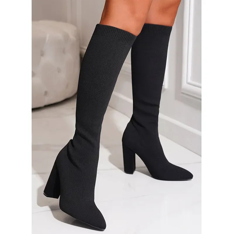 Women's High Heels Stretch Knee Sock Boots ideally for Stripper Winter Snow Boots