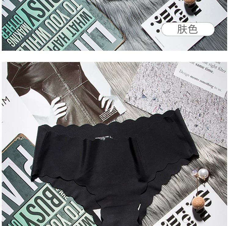 SP&CITY Soft Wavy Side Seamless Panties For Women Satin Menstrual Underwear Sexy Solid Breathable Thongs Briefs Female Lingerie