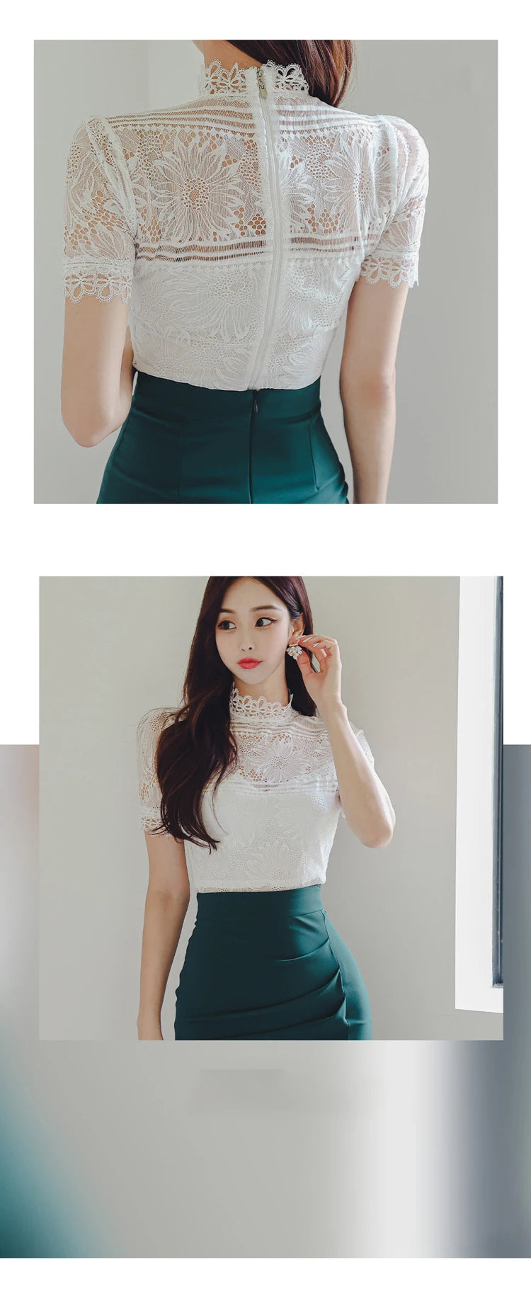 MingJieBiHuo Women's Vintage Slim Fit Lace Midi Dress – Stand Collar, Zipper Closure