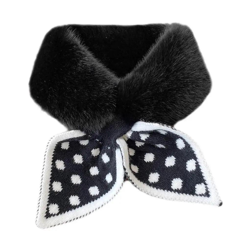 NoEnName_Null Women's Winter Splice Plush Scarf – Stylish &amp; Cozy Casual Accessory