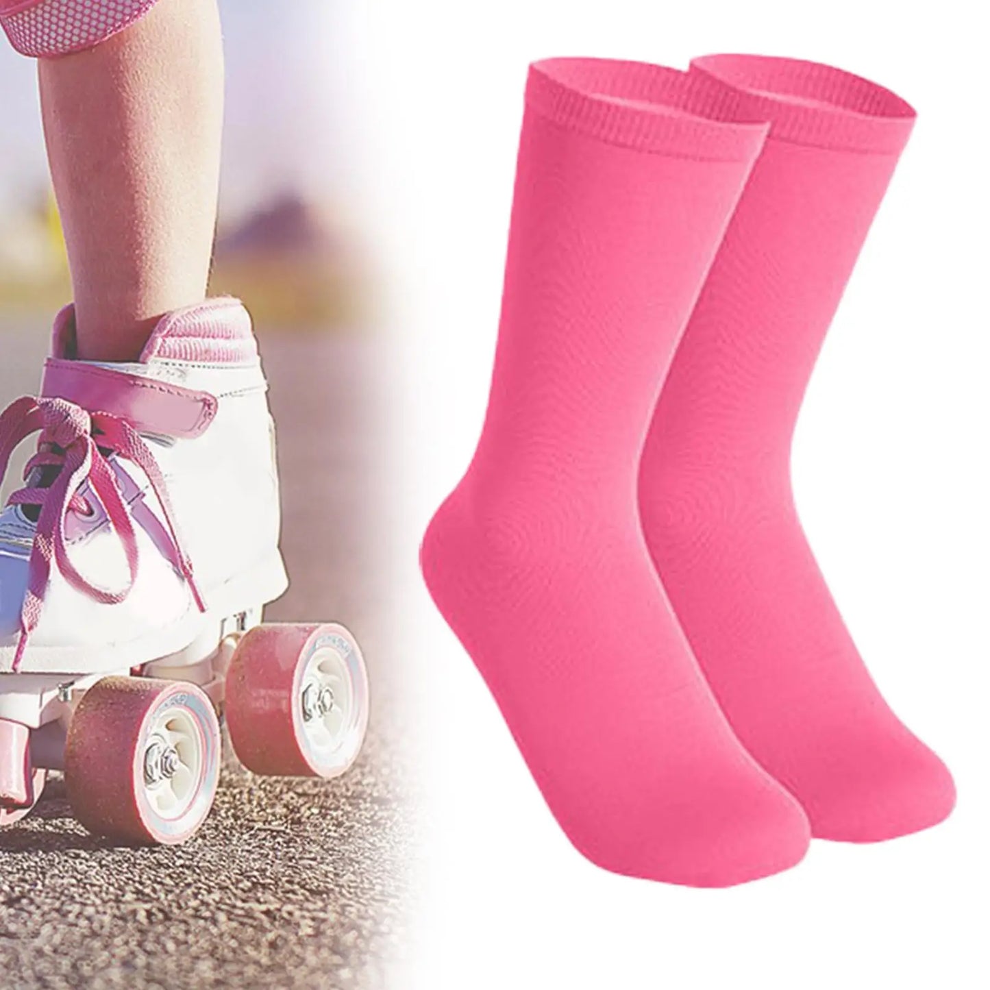 Ice Skating Socks, Figure Skating Socks, Roller Skating Socks, Elastic Comfortable Cotton Knee High Socks for Students