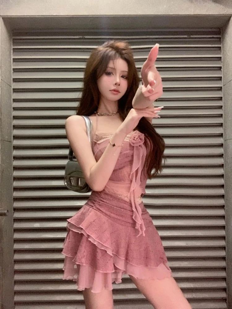 Nomikuma Women's Sexy Ruffled A-Line Mini Dress – Sleeveless V-Neck Summer Style