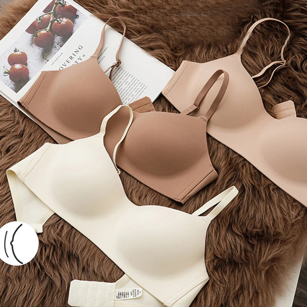 Seamless Underwear Thin Soft Comfort Women Push-Up Bra Sexy Beauty colour Back Non-Wire Solid Colour Female Lingerie