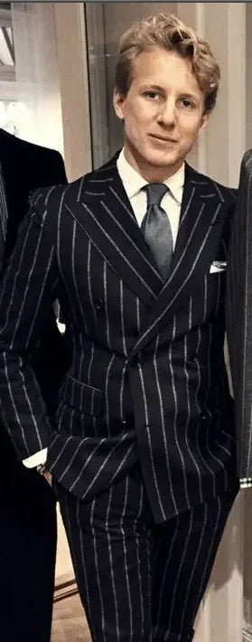 Men's Double-Breasted Formal Suit - Polyester &amp; Wool Blend, Spring/Autumn