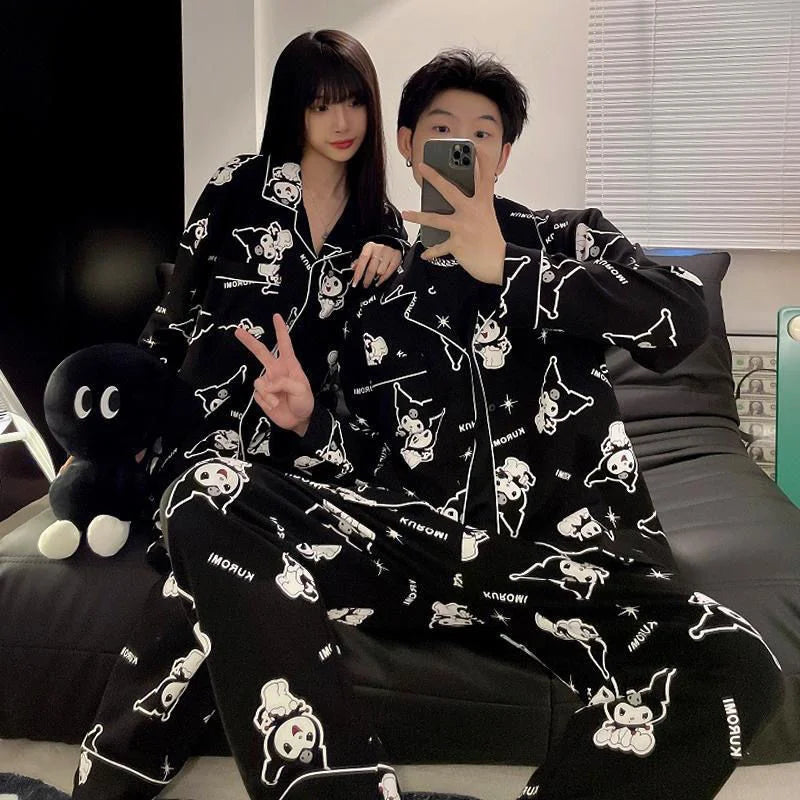 MINISO Sanrio Kuromi Pajama Set – Full-Length Cartoon Print for Couples, Y2K Inspired