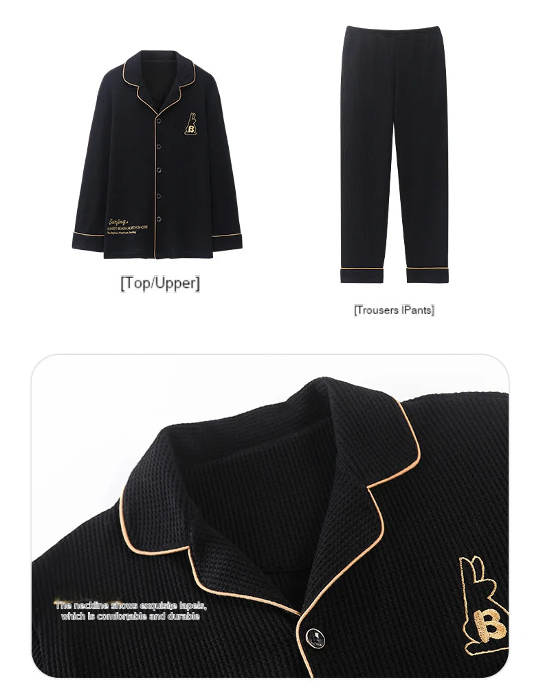 QANSCOCO Women's Cotton Pajama Set – Full Sleeve, Ankle-Length Pants with Letter Pattern for Spring