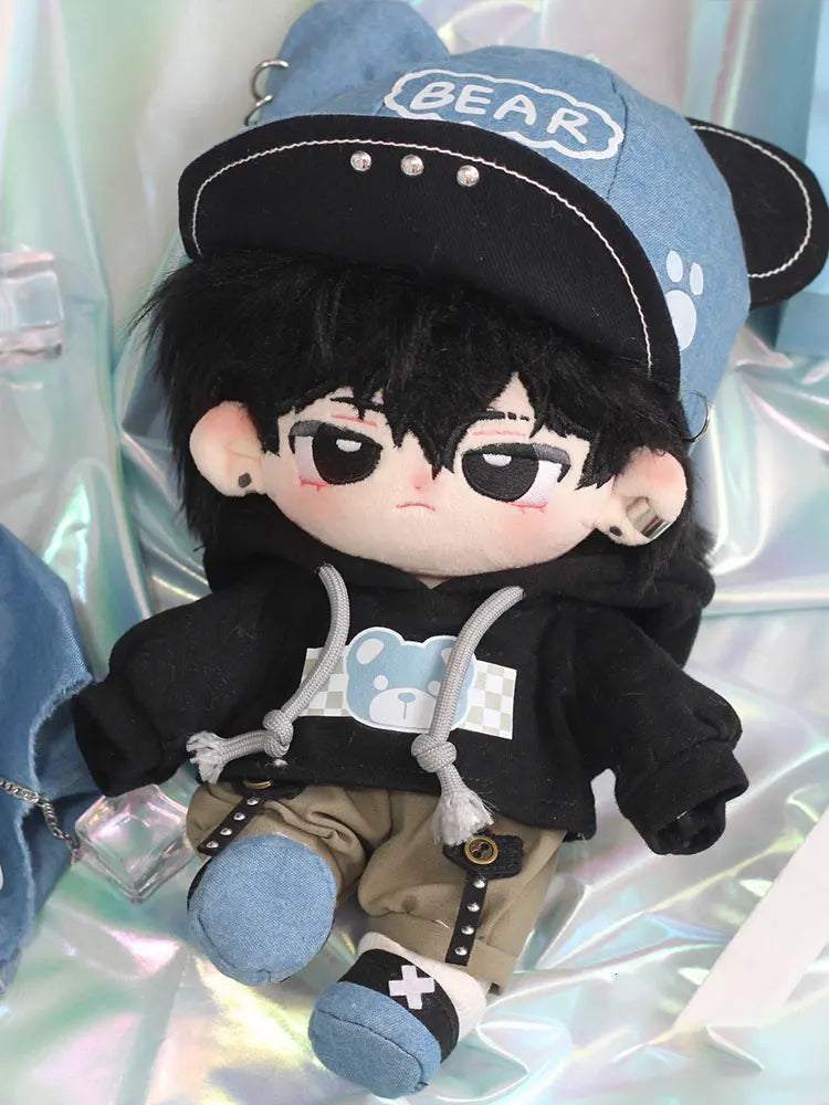 20cm Trendy Boy Pure Cotton Plush Doll Street Dance Youth Cosplay Hoodie Denim Jacket