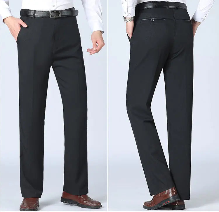 Spring Autumn New Business Office Streetwear Fashion Men's Solid Pocket Loose Casual Straight Full Trousers 29-40