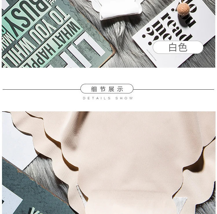 SP&CITY Soft Wavy Side Seamless Panties For Women Satin Menstrual Underwear Sexy Solid Breathable Thongs Briefs Female Lingerie