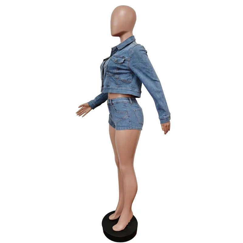 LINLING Women's Streetwear Denim 2-Piece Set – Summer 2024 Collection